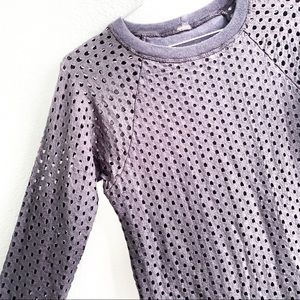 MONROW mesh cutout body con long sleeve dress bodycon Small cotton blend mini